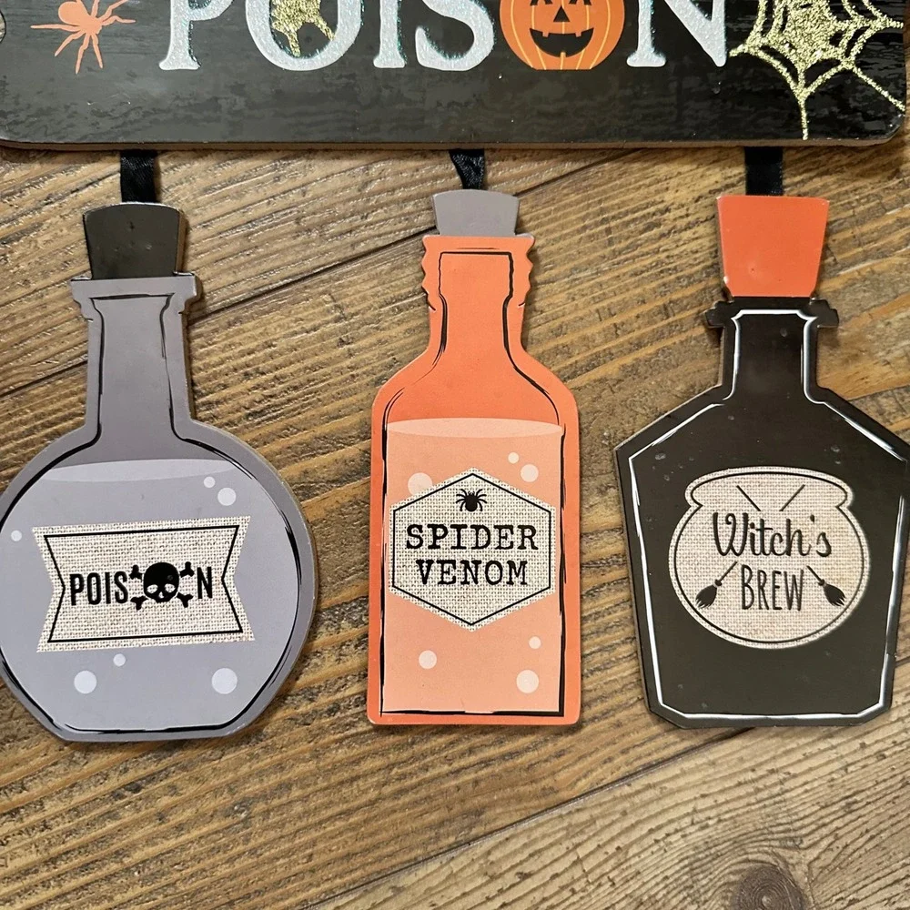 Pick Your Poison‎ Halloween Wall Hanging Decor Spider Venom Witch Brew